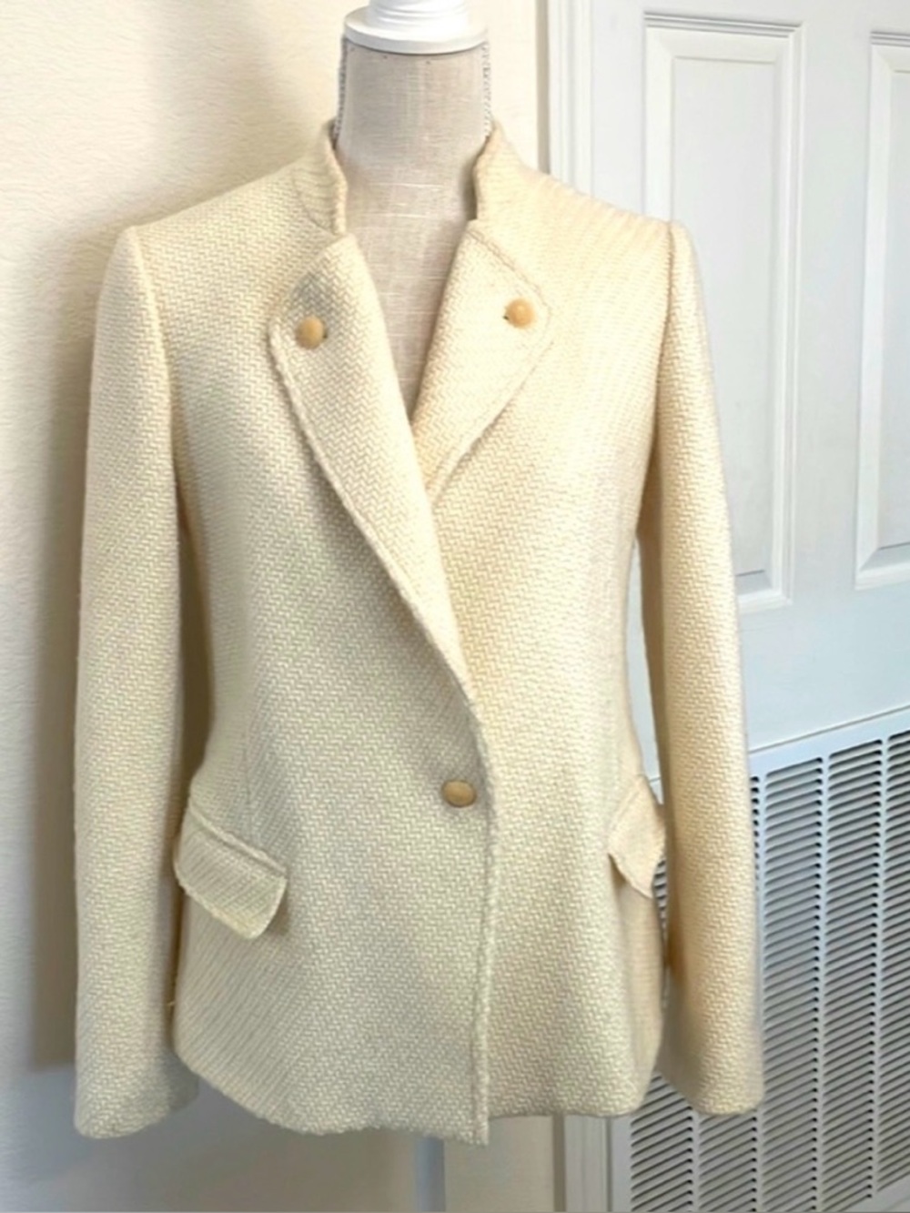VINCE ECRU blazer tweed woven wool, cream suit jacket VINCE ecru Blazer size 10